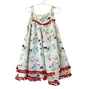 Rockin' Baby Safari Cotton Lined Long Flowy Festive Light Dress Size 12-18 mo.
